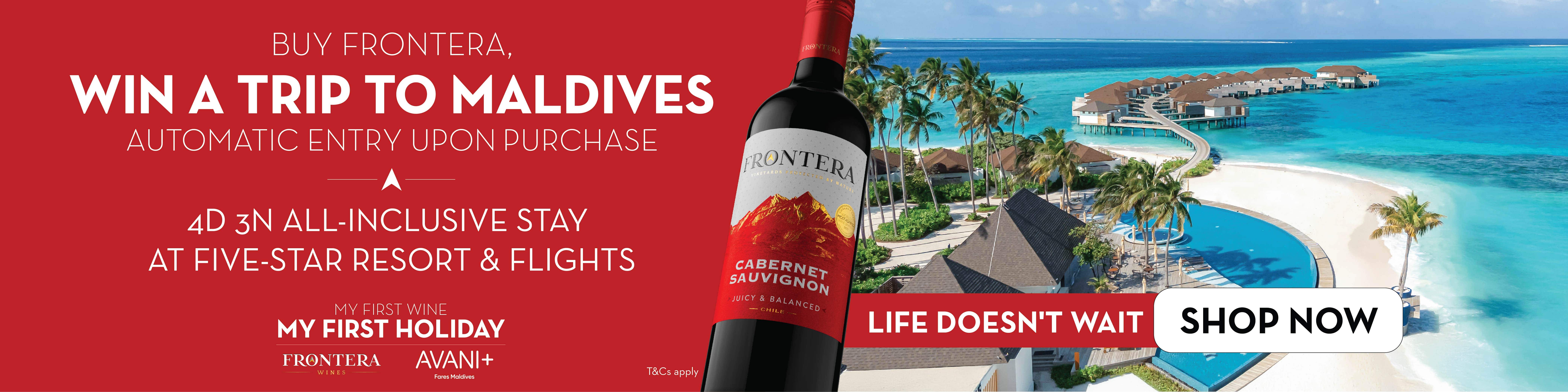 Frontera - win a trip to maldives - 100000050